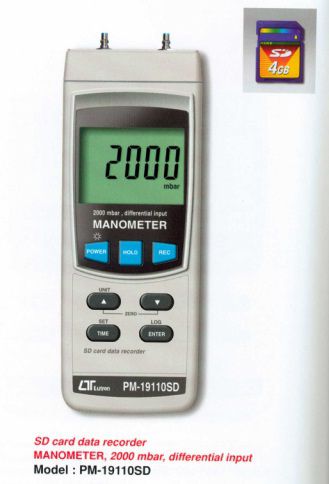 Máy đo áp suất LUTRON PM-19110SD, SD card data recorder