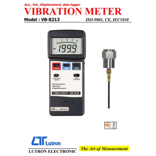 máy đo độ rung LUTRON VB-8213 có chức năng ghi dữ liệu (data logger), máy đo rung cầm tay Lutron LUTRON VB 8213, Vibration Meter Acceleration / Velocity / Displacement / data logger LUTRON VB-8213