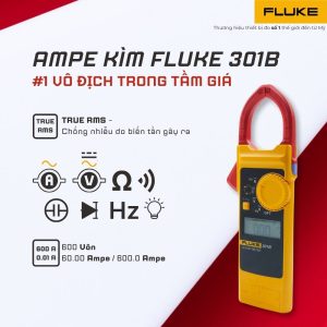 Ampe kìm Fluke 301B, Ampe kìm đo dòng AC Fluke 301B đo tần số, tụ điện, Fluke 301B Digital clamp Meter