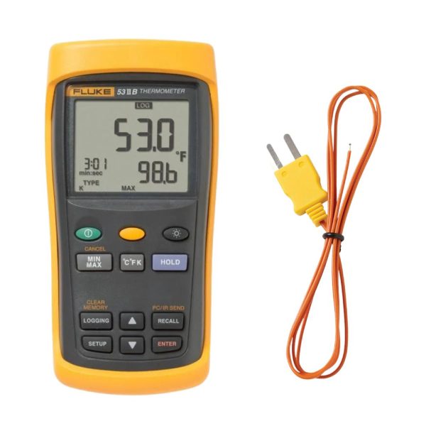 Máy đo nhiệt độ tiếp xúc Fluke 53 II B (53-2-B) Máy đo nhiệt độ tiếp xúc Fluke 53 II B, Máy đo nhiệt độ kỹ thuật số ghi dữ liệu FLUKE 53-II-B (53-2-B), FLUKE 53 II B Thermometer