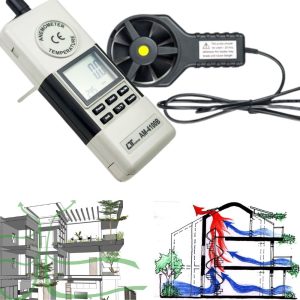 Máy đo tốc độ gió và nhiệt độ môi trường LUTRON AM-4100B, Thiết bị đo tốc độ gió và nhiệt độ môi trường Lutron AM 4100B, Lutron AM4100B Anemometer 2 in 1 (Type K thermometer, separate probe)