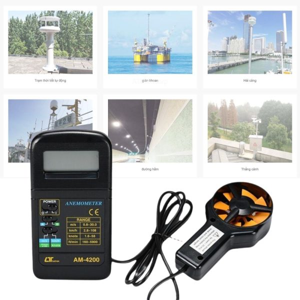 Máy đo tốc độ gió LUTRON AM-4200, Thiết bị đo tốc độ gió và lưu lượng không khí LUTRON AM 4200, LUTRON AM4200 Anemometers (Vane Type, Hot Wire)