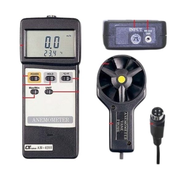 Máy đo tốc độ gió và nhiệt độ môi trường LUTRON AM-4203, Thiết bị đo gió và lưu lượng không khí LUTRON AM 4203, Lutron AM4203 Digital Anemometer With Temperature