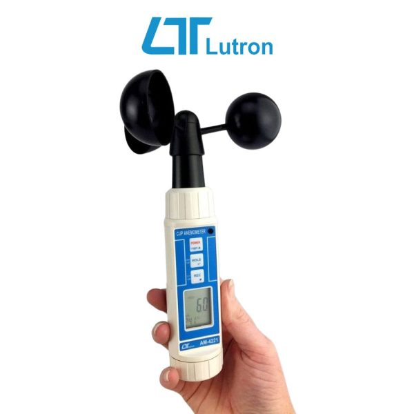 Máy đo tốc độ gió và lưu lượng gió LUTRON AM-4221, máy đo gió 3 cốc xoay LUTRON AM-4221, Lutron AM-4221 Cup Type Anemometer With Temperature