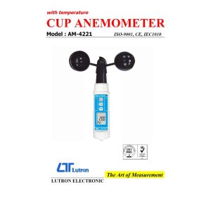 Máy đo tốc độ gió và lưu lượng gió LUTRON AM-4221, máy đo gió 3 cốc xoay LUTRON AM-4221, Lutron AM-4221 Cup Type Anemometer With Temperature