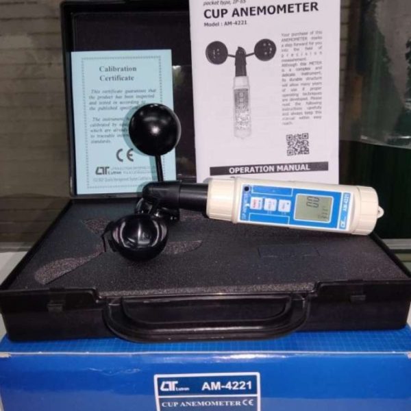 Máy đo tốc độ gió và lưu lượng gió LUTRON AM-4221, máy đo gió 3 cốc xoay LUTRON AM-4221, Lutron AM-4221 Cup Type Anemometer With Temperature