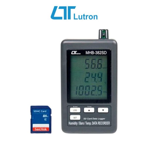 Máy đo áp suất - nhiệt độ và độ ẩm LUTRON MHB-382SD, Máy ghi dữ liệu mội trường LUTRON MHB-382SD, Real Time Data Logger LUTRON MHB-382SD
