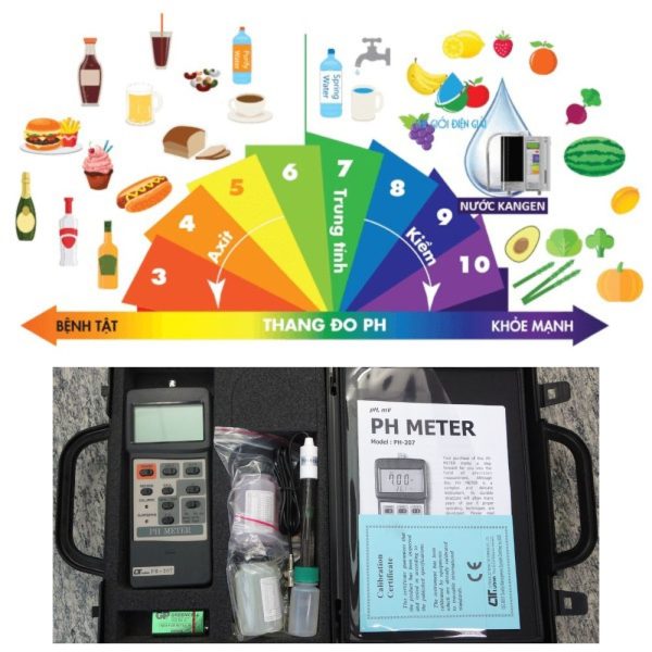 máy đo pH nước LUTRON PH-207 cầm tay nhỏ gọn, thiết bị đo độ pH của nước LUTRON PH 207, Lutron PH207 pH Meter