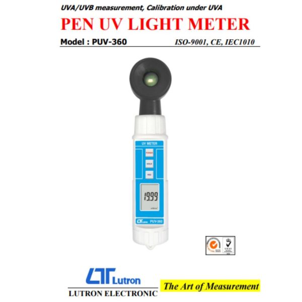 Máy đo ánh sáng UV LUTRON PUV-360 dạng bút cầm tay, Thiết bị đo bức xạ cực tím LUTRON PUV360, PEN UV LIGHT METER LUTRON PUV 360