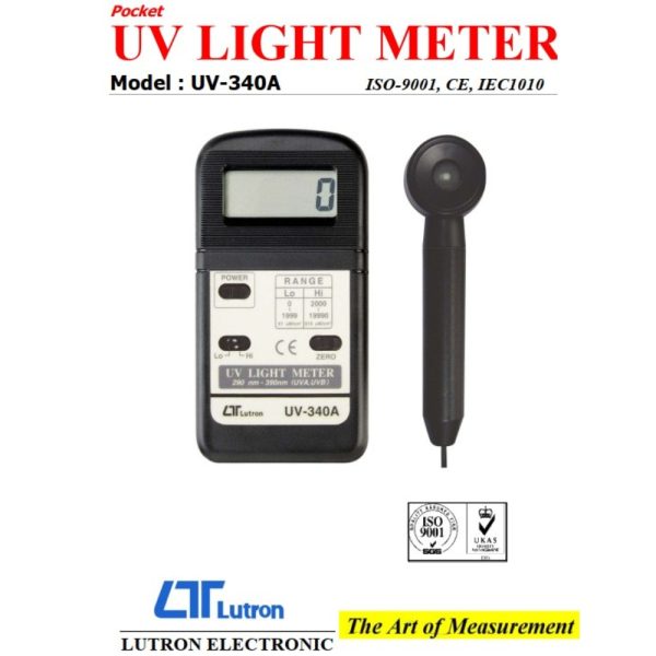 Máy đo ánh sáng UV LUTRON UV-340A, máy đo bức xạ cực tím LUTRON UV 340A, UVA Meter Lutron UV-340A