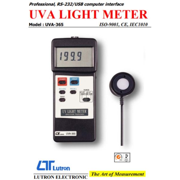 Máy đo ánh sáng UVA LUTRON UVA-365 cầm tay nhỏ gọn Máy đo ánh sáng UVA LUTRON UVA-365, Thiết bị đo bức xạ cực tím LUTRON UVA365, UVA LIGHT METER LUTRON UVA 365