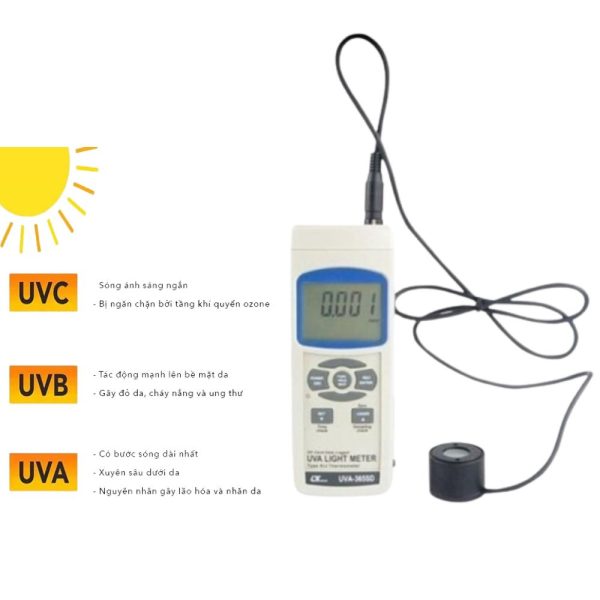 Máy đo ánh sáng UVA Lutron UVA-365SD, Thiết bị đo bức xạ cực tím Lutron UVA 365SD Datalogger, UVA LIGHT METER LUTRON UVA-365SD