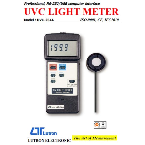 Máy đo ánh sáng UVC LUTRON UVC-254A cầm tay nhỏ gọn Máy đo ánh sáng UVC LUTRON UVC-254A, Thiết bị đo bức xạ cực tím LUTRON UVC 254A, UVC LIGHT METER LUTRON UVC-254A