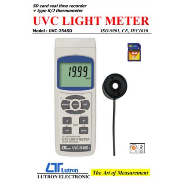 Máy đo ánh sáng UVC Lutron UVC-254SD real-time data logging Máy đo ánh sáng UVC LUTRON UVC-254SD, Thiết bị đo bức xạ cực tím LUTRON UVC 254SD, UVC LIGHT METER LUTRON UVC-254SD Real-time data logger