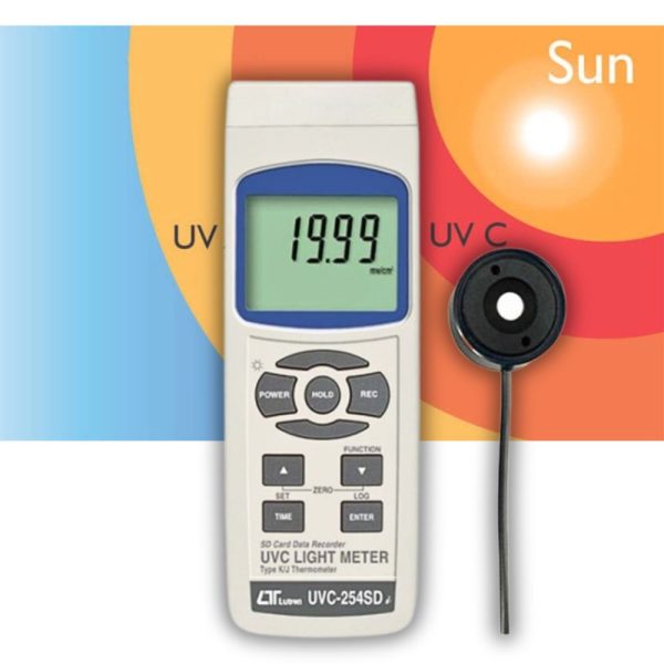 Máy đo ánh sáng UVC Lutron UVC-254SD real-time data logging Máy đo ánh sáng UVC LUTRON UVC-254SD, Thiết bị đo bức xạ cực tím LUTRON UVC 254SD, UVC LIGHT METER LUTRON UVC-254SD Real-time data logger