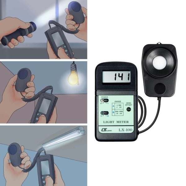 Máy đo cường độ ánh sáng LUTRON LX-100 cầm tay, máy đo sáng cảm biến rời LUTRON LX 100, Light meter LUTRON LX100
