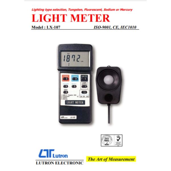 máy đo cường độ ánh sáng LUTRON LX-107, máy đo cường độ ánh sáng cảm biến rời LUTRON LX107, Lutron LX 107 Light Meter
