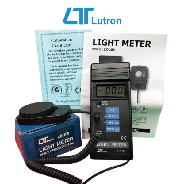 Máy đo cường độ ánh sáng LUTRON LX-108 cầm tay nhỏ gọn máy đo cường độ ánh sáng LUTRON LX-108, máy đo sáng cảm biến rời LUTRON LX108, Light meter LUTRON LX 108
