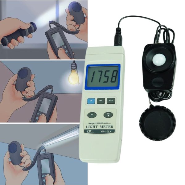 Máy đo cường độ ánh sáng LUTRON YK-10LX cảm biến rời cầm tay, máy đo ánh sáng LUTRON YK 10LX, Light meter LUTRON YK10LX