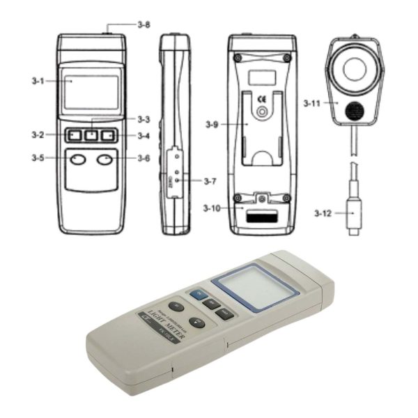 Máy đo cường độ ánh sáng LUTRON YK-10LX cảm biến rời cầm tay, máy đo ánh sáng LUTRON YK 10LX, Light meter LUTRON YK10LX