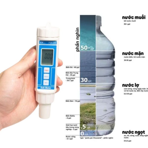 Máy đo độ mặn của nước LUTRON PSA-311 dạng bút cầm tay, bút đo độ mặn LUTRON PSA 311, Lutron PSA311 Salt Meter