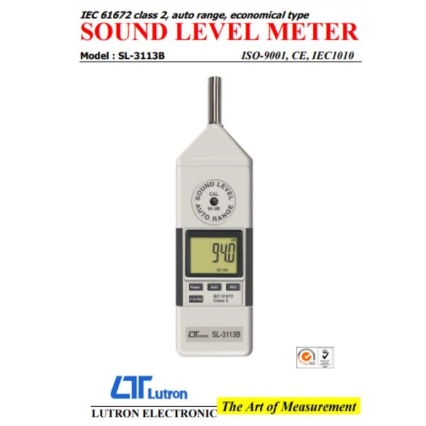 máy đo độ ồn LUTRON SL-3113B tự động điều chỉnh dải đo, thiết bị đo tiếng ồn LUTRON SL3113B, Lutron SL 3113B Sound Level Meter