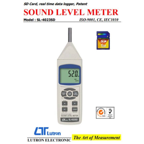 Máy đo độ ồn LUTRON SL-4023SD dùng thẻ nhớ - Data logger máy đo độ ồn LUTRON SL-4023SD, Datalogger đo độ ồn LUTRON SL4023SD, Sound level meter LUTRON SL 4023SD