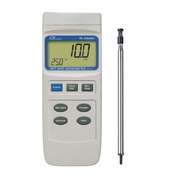 Máy đo tốc độ gió nóng, lưu lượng và nhiệt độ LUTRON YK-2004AH, máy đo vận tốc khí nóng có đầu dò dạng ống lồng LUTRON YK 2004AH, LUTRON YK-2004AH Hot Wire Anemometer