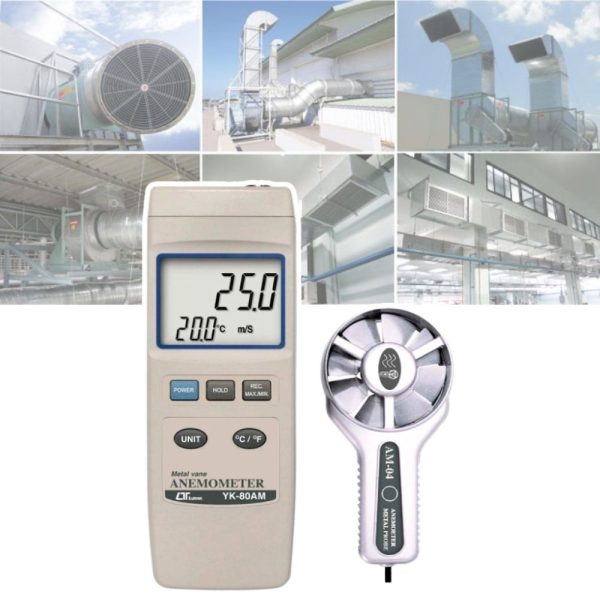 Máy đo tốc độ gió, lưu lượng và nhiệt độ LUTRON YK-80AM, Máy đo gió đa năng LUTRON YK80AM, LUTRON YK 80AM Anemometer