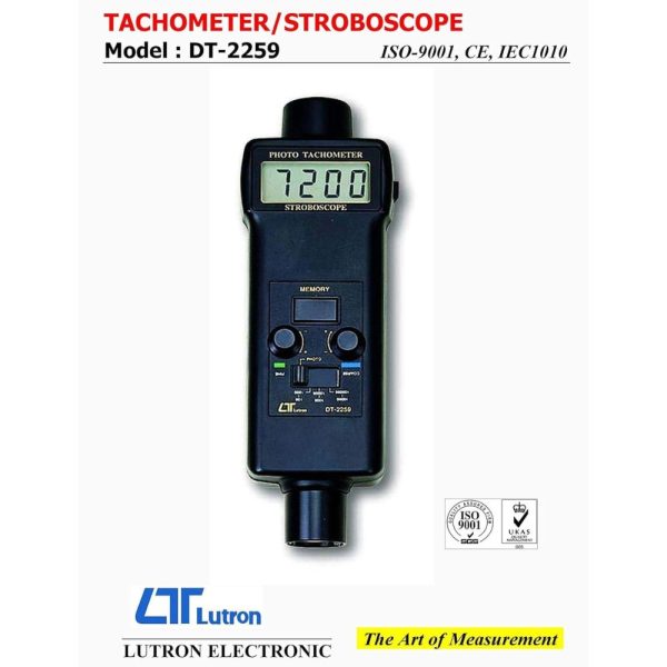 Máy đo tốc độ vòng quay Lutron DT-2259 stroboscope và laser Máy đo tốc độ vòng quay LUTRON DT-2259 đèn nhấp nháy Stroboscope và Laser, Máy đo tốc độ động cơ không tiếp xúc bằng đèn stroboscope và tia laser LUTRON DT 2259, Tachometer/Stroboscope LUTRON DT2259