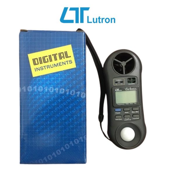 Máy đo vi khí hậu LUTRON LM-8000A cầm tay (4 trong 1), máy đo nhiệt độ, tốc độ gió, ánh sáng, độ ẩm LUTRON LM 8000A, LUTRON LM8000A Anemometer-Thermometer-Humidity-Light Meter