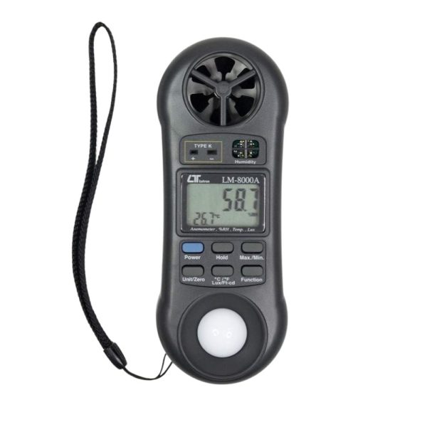 Máy đo vi khí hậu LUTRON LM-8000A cầm tay (4 trong 1), máy đo nhiệt độ, tốc độ gió, ánh sáng, độ ẩm LUTRON LM 8000A, LUTRON LM8000A Anemometer-Thermometer-Humidity-Light Meter