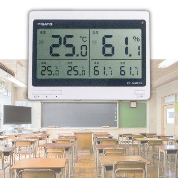 Nhiệt ẩm kế điện tử SATO PC-5400TRH treo tường và để bàn Nhiệt ẩm kế điện tử SATO PC-5400TRH treo tường và để bàn, máy đo nhiệt độ và độ ẩm môi trường SATO PC-5400TRH, Digital Thermohygrometer SATO PC-5400 TRH