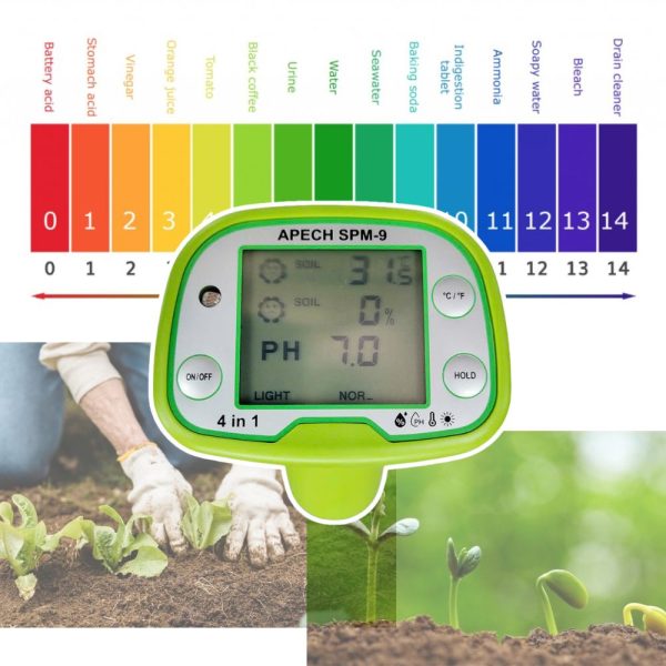 máy đo pH đất APECH SPM-9, bút đo độ pH đất trồng APECH SPM9, dụng cụ đo pH của đất APECH-SPM9