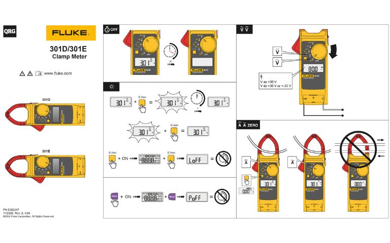 Hướng dẫn sử dụng Ampe Kìm FLUKE 301D / 301E chi tiết Hướng dẫn sử dụng Ampe kìm FLUKE 301D / 301E tiếng Việt, cách dùng Ampe kìm FLUKE 301D/E, FLUKE 301D/301E Clamp meter User manual