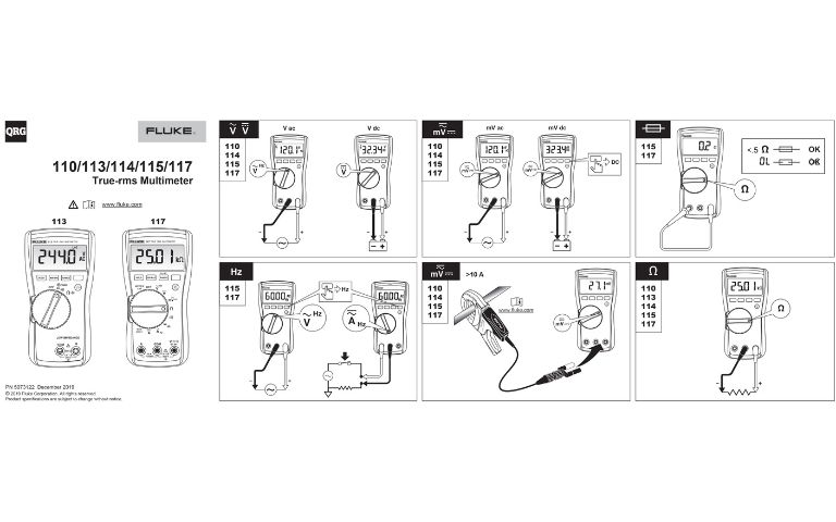 Hướng dẫn sử dụng Đồng hồ vạn năng FLUKE 113, 114, 115, 117, 110 Hướng dẫn sử dụng đồng hồ vạn năng FLUKE 113, 114, 115, 117, 110 tiếng Việt, cách dùng đồng hồ VOM FLUKE 113/114/115/117/110, FLUKE 113 / 114 / 115 / 117 / 110 True-RMS Multimeter Users Manual