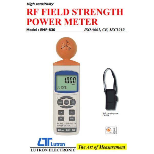 máy đo điện từ trường LUTRON EMF-830 cho dải tần số vô tuyến, Máy đo cường độ công suất trường tần số vô tuyến LUTRON EMF 830 độ nhạy cao, LUTRON EMF-830 RF Field Strength Power Meter