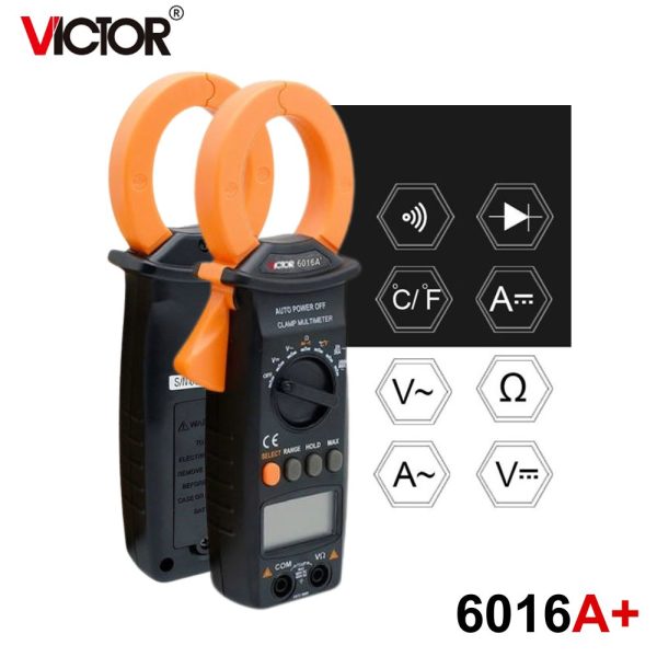 Ampe kìm VICTOR 6016A+, Ampe kìm tự động chọn dải đo VICTOR 6016A Plus Clamp meter, VICTOR-6016A+ Digital Clamp Multimeter