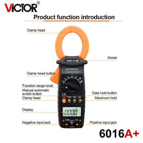 Ampe kìm VICTOR 6016A+, Ampe kìm tự động chọn dải đo VICTOR 6016A Plus Clamp meter, VICTOR-6016A+ Digital Clamp Multimeter