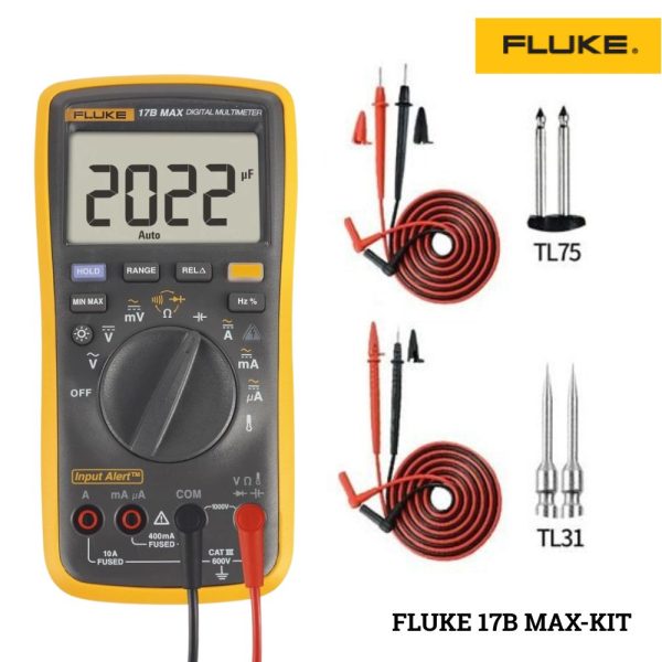 Combo đồng hồ vạn năng FLUKE 17B MAX-KIT, bộ đồng hồ VOM FLUKE 17B MAX-KIT kèm dây đo, Combo FLUKE 17B MAX-KIT Digital Multimeter