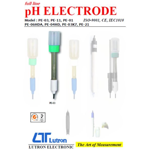 Đầu dò pH LUTRON PE-03, cảm biến pH LUTRON PE 03, điện cực pH đa năng LUTRON PE-03 pH electrode
