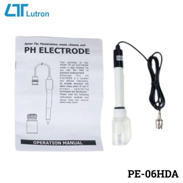 Đầu dò pH đất và thực phẩm LUTRON PE-06HDA đâm xuyên, điện cực pH đầu nhọn LUTRON PE-06HDA, LUTRON PE-06HDA Spear Tip Soil pH Electrode