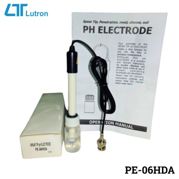 Đầu dò pH đất và thực phẩm LUTRON PE-06HDA đâm xuyên, điện cực pH đầu nhọn LUTRON PE-06HDA, LUTRON PE-06HDA Spear Tip Soil pH Electrode
