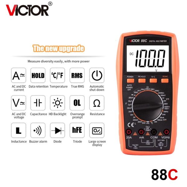 đồng hồ vạn năng VICTOR 88C True-RMS, đồng hồ vạn năng giá rẻ VICTOR-88C (Yitensen-88C), VICTOR 88C Multimeter