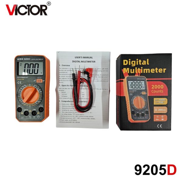 đồng hồ vạn năng VICTOR 9205D True-RMS, đồng hồ VOM điện tử hiển thị số VICTOR-9205D, VICTOR 9205D digital multimeter