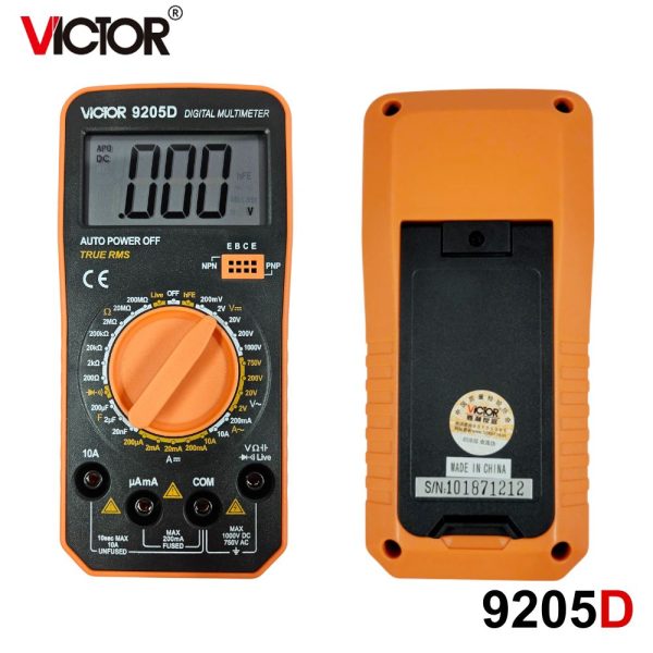 đồng hồ vạn năng VICTOR 9205D True-RMS, đồng hồ VOM điện tử hiển thị số VICTOR-9205D, VICTOR 9205D digital multimeter