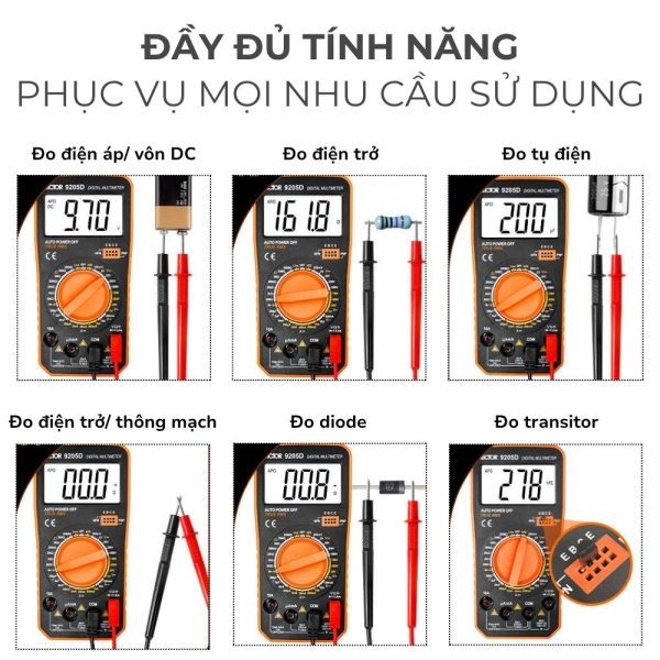 đồng hồ vạn năng VICTOR 9205D True-RMS, đồng hồ VOM điện tử hiển thị số VICTOR-9205D, VICTOR 9205D digital multimeter