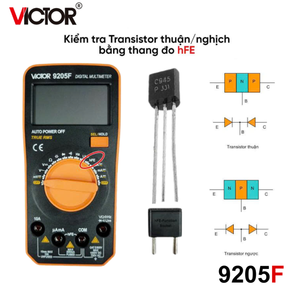 đồng hồ vạn năng VICTOR 9205F True-RMS, đồng hồ vạn năng điện tử hiển thị số VICTOR-9205F, VICTOR 9205F digital multimeter