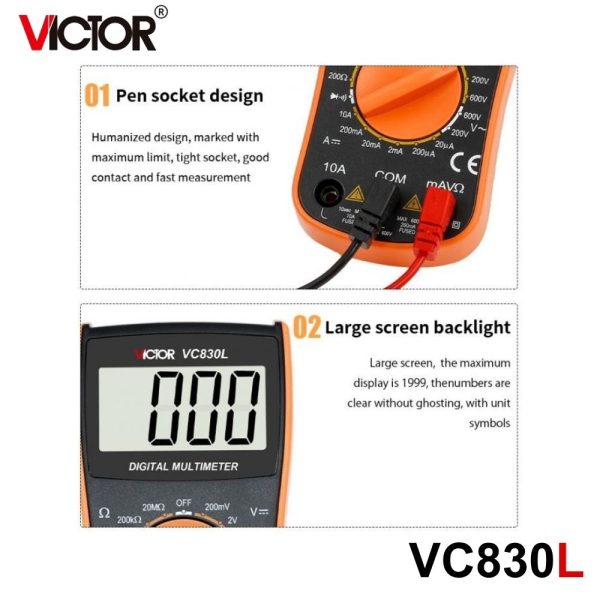 đồng hồ vạn năng VICTOR VC830L, đồng hồ vạn năng giá rẻ VICTOR VC 830L kỹ thuật số, VICTOR VC830L Digital Multimeter
