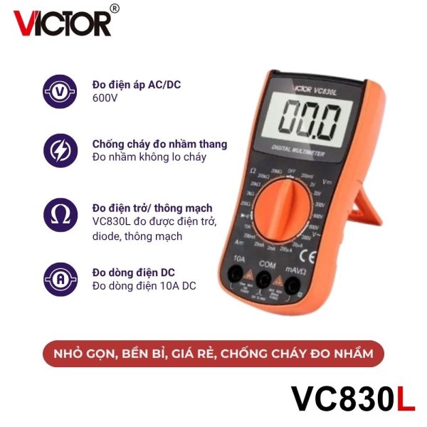 đồng hồ vạn năng VICTOR VC830L, đồng hồ vạn năng giá rẻ VICTOR VC 830L kỹ thuật số, VICTOR VC830L Digital Multimeter